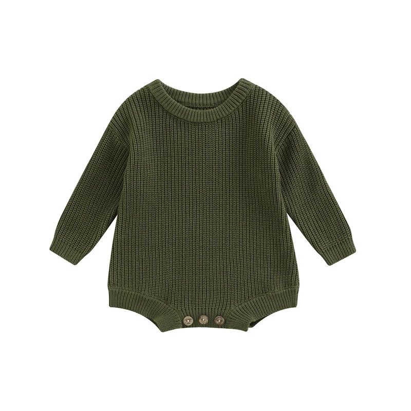 Combinaison tricot nouveau-né printemps-automne - grenouillère pull casual garçon fille 0-2 ans