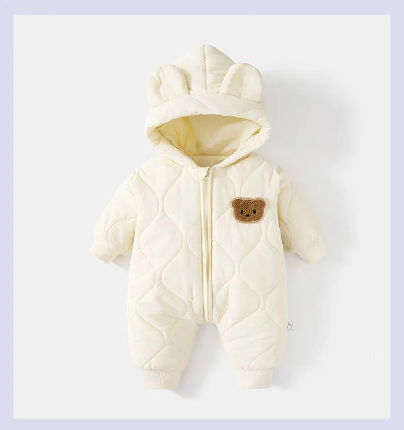 Combinaison hiver bébé fourrure intérieure - grenouillère ourson chaud 0-12 mois