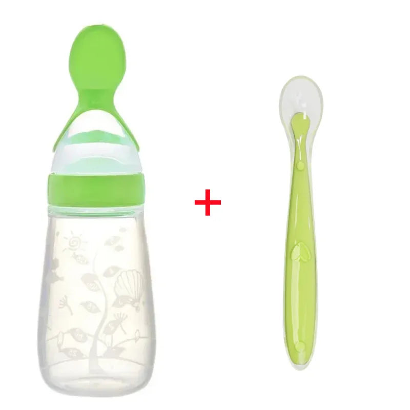 Biberon bébé avec cuillère silicone souple - outil alimentation complémentaire nourrisson toddler
