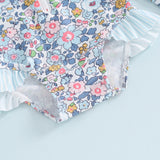 Maillot de bain anti-UV fille Mybooni — Volants imprimé floral avec chapeau