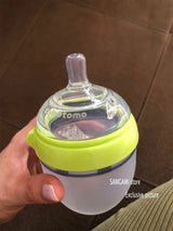 Lot 2 biberons bébé sans BPA Mybooni — Silicone 150 ml et 240 ml vert/rose