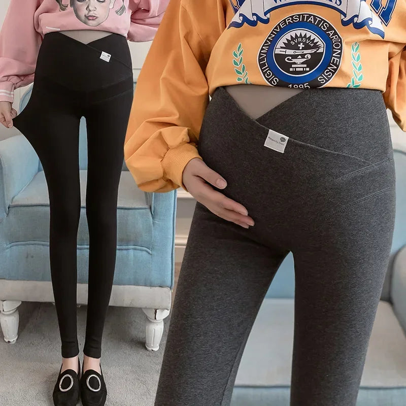 Legging maternité coton Mybooni — Taille basse slim décontracté printemps automne
