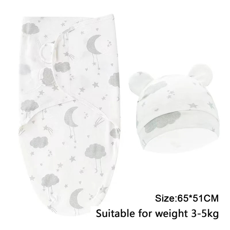 Ensemble couverture et bonnet pour nouveau-né en coton 0-6 mois