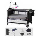 Lit bébé pliant portable hauteur réglable - berceau multifonction anti-basculement respirant côté dormeur