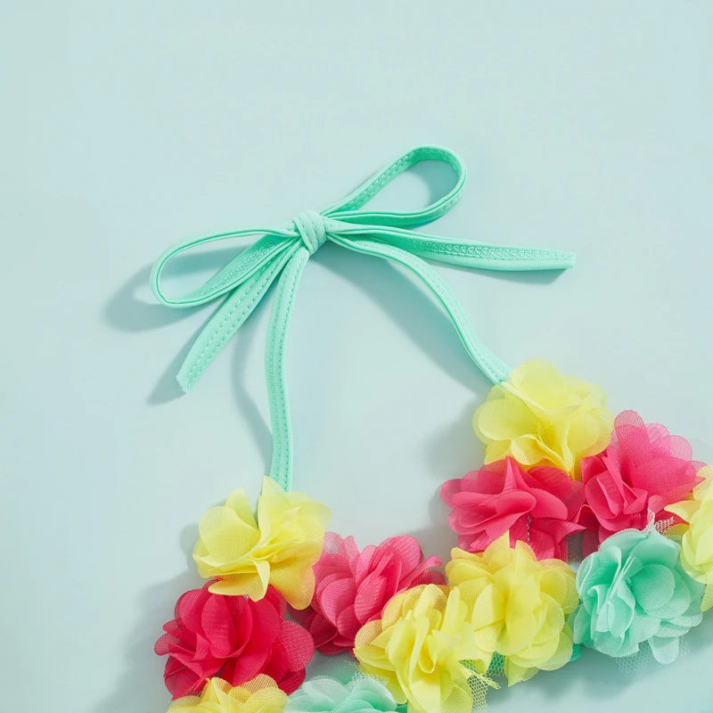 Bikini 3 pièces bébé fille Mybooni — Imprimé fleurs avec chapeau