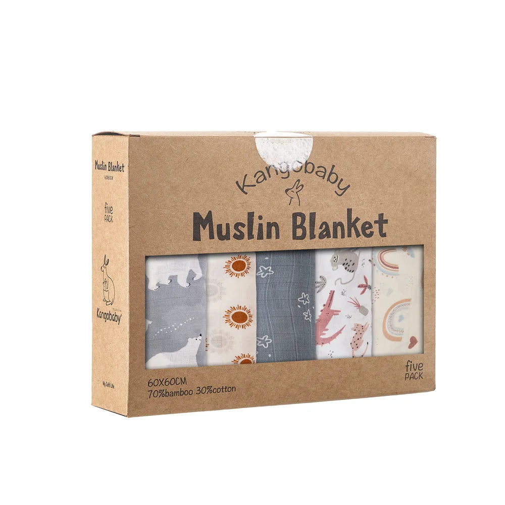 Lot 5 langes multifonctions bébé Mybooni — Coton bambou certifié