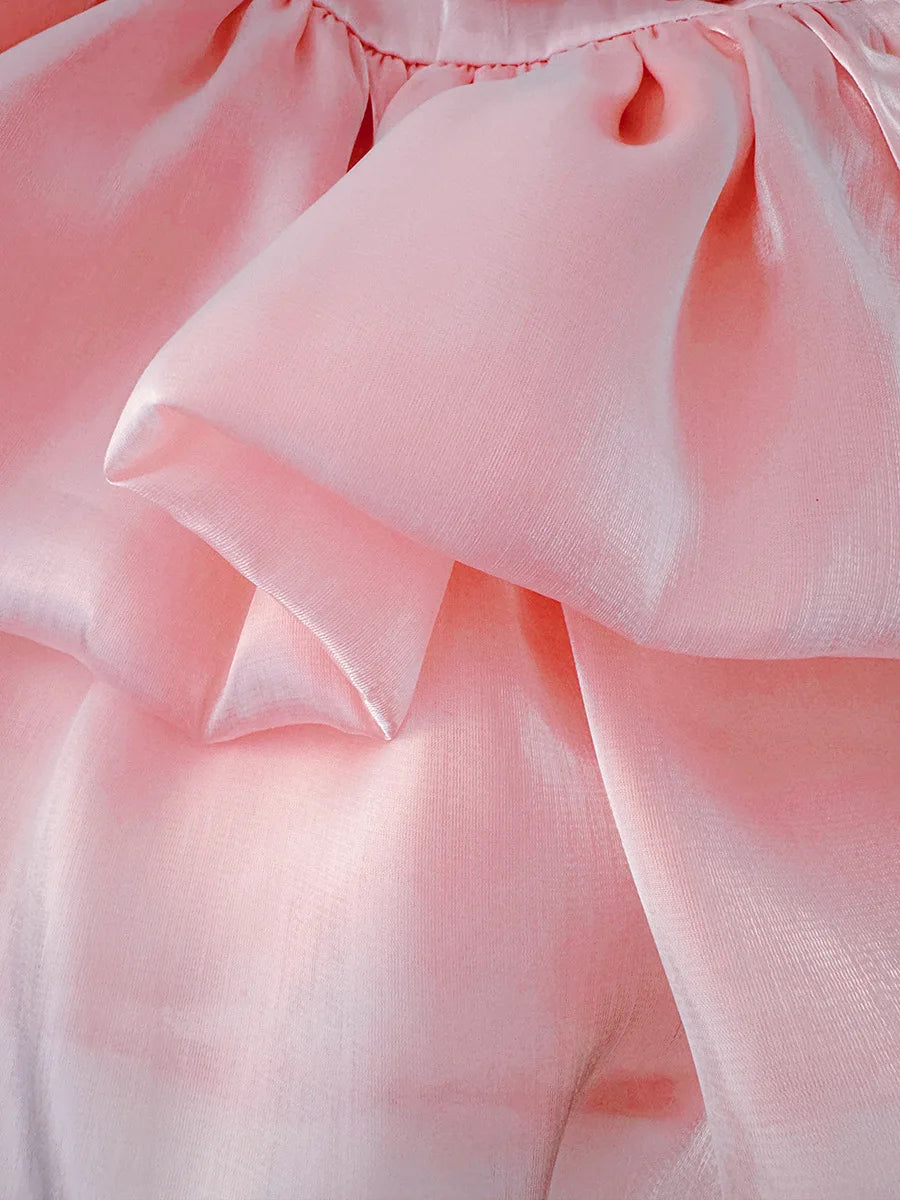 Robe d'anniversaire bébé fille fleur rose - robe gâteau élégante fête 0-2 ans