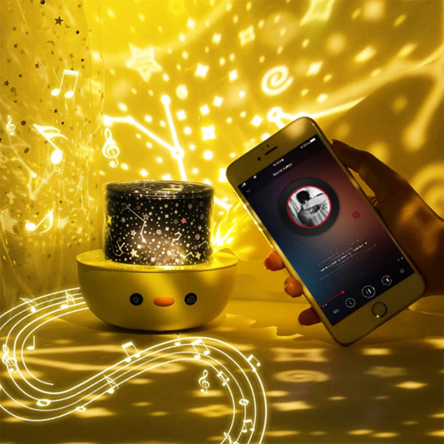 Projecteur galaxie rotatif Mybooni — Veilleuse Bluetooth musique chambre bébé