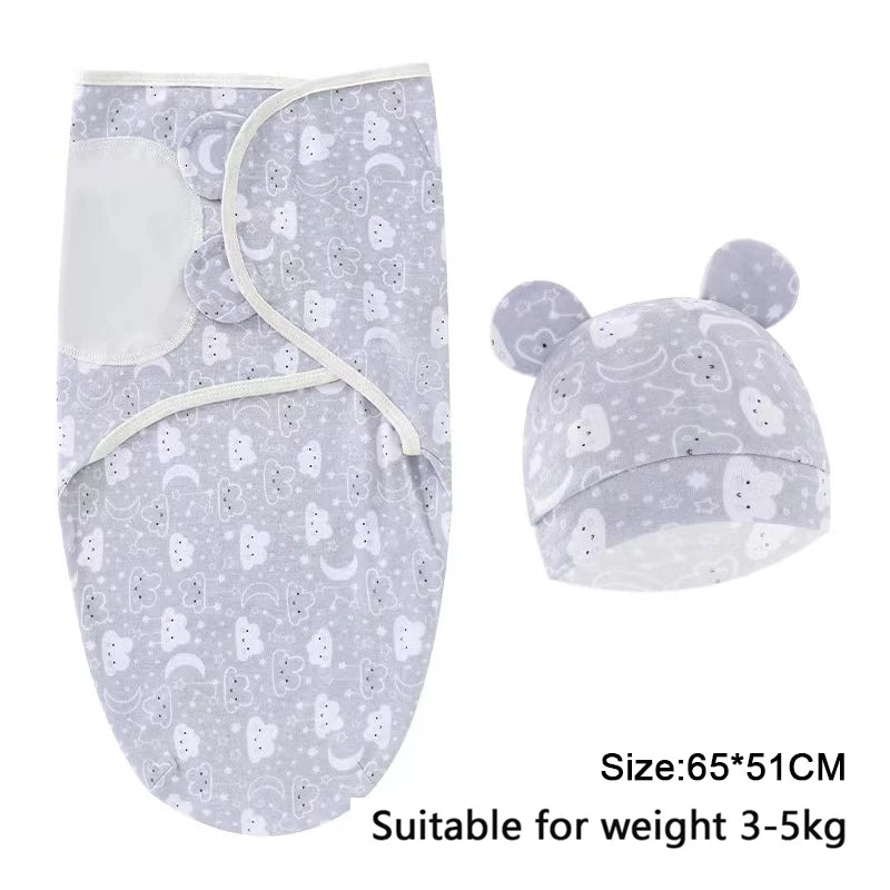 Ensemble couverture et bonnet pour nouveau-né en coton 0-6 mois