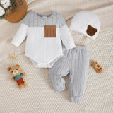 Ensemble 3 pièces bébé garçon rayé Bouni — Haut + Pantalon + Bonnet 0-18M