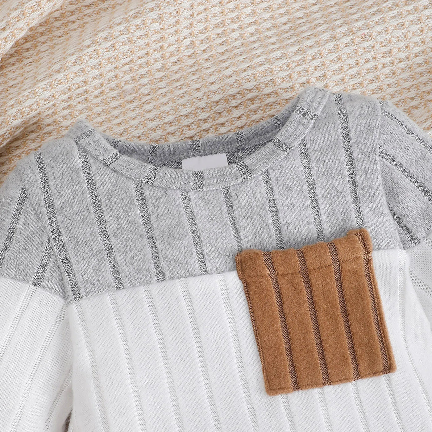 Ensemble 3 pièces bébé garçon rayé Bouni — Haut + Pantalon + Bonnet 0-18M
