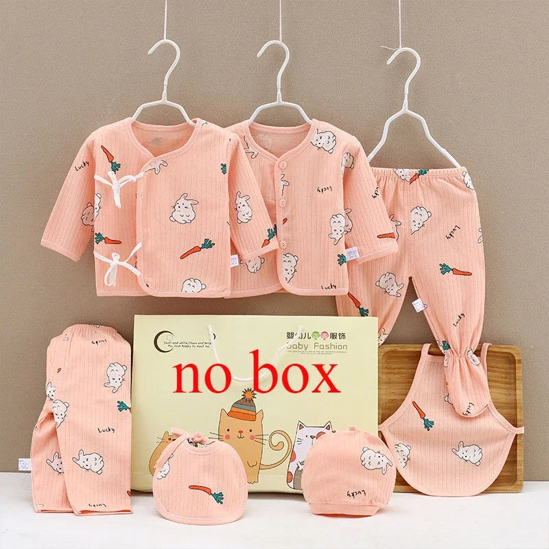 Coffret bébé 7 pièces Bouni — Body cartoon manches longues, pantalon et bonnet