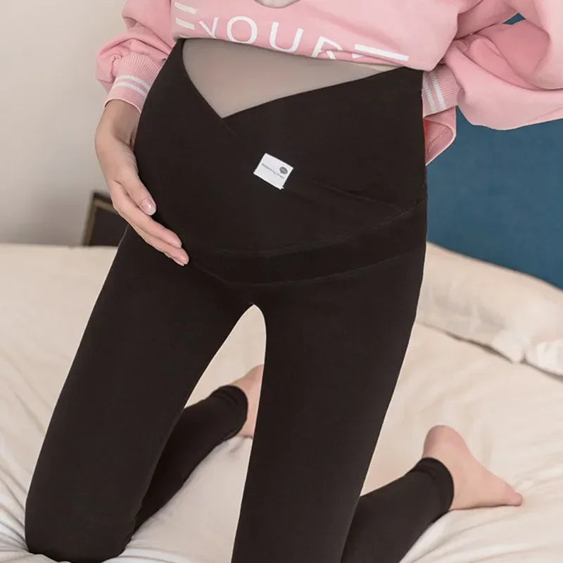 Legging maternité coton bas ventre taille basse - pantalon casual femme enceinte printemps-automne