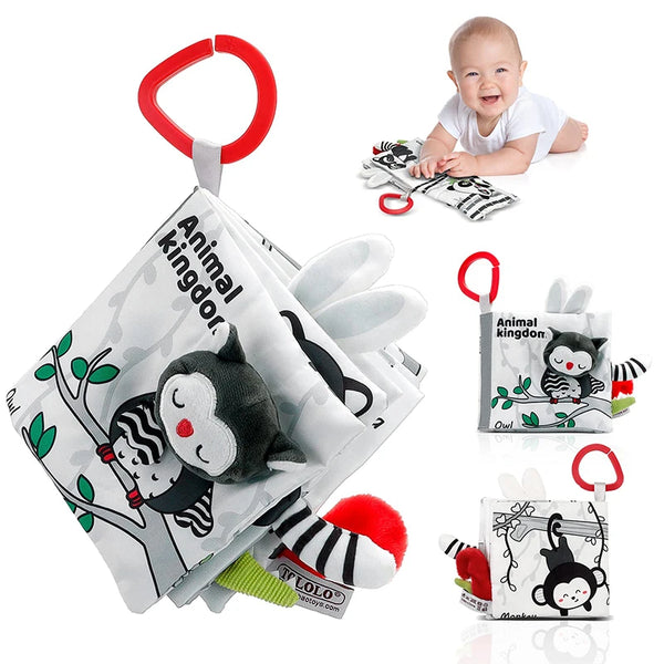Livre tissu activités Montessori Mybooni — Noir et blanc bébé 0-12M
