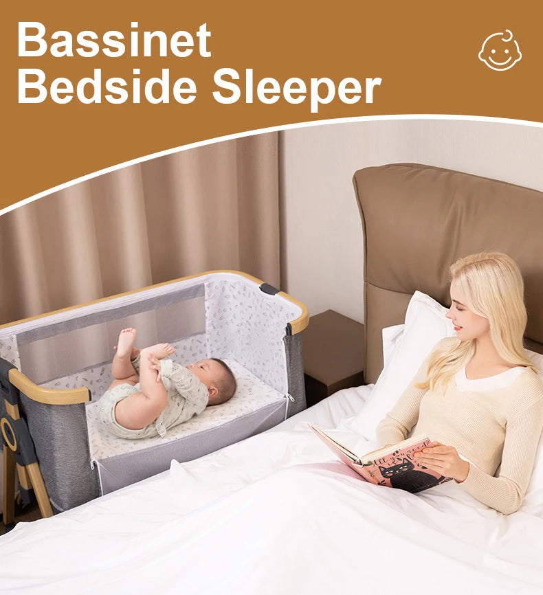 Lit bébé multifonction pliable hauteur ajustable - berceau balancelle lit dormeur portable