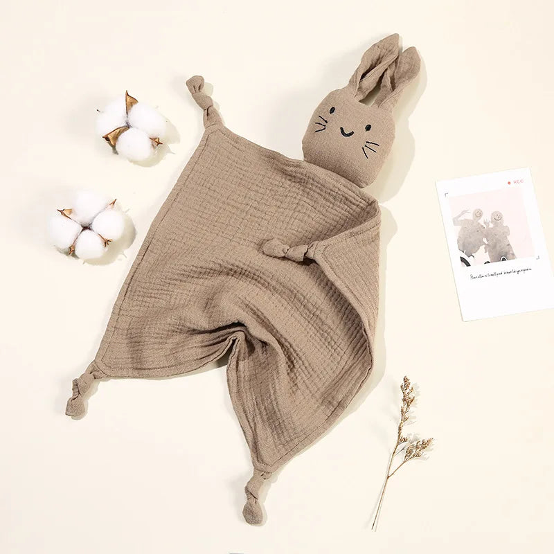 Doudou chat mignon bébé Mybooni — Mousseline coton bavoir apaisement sommeil