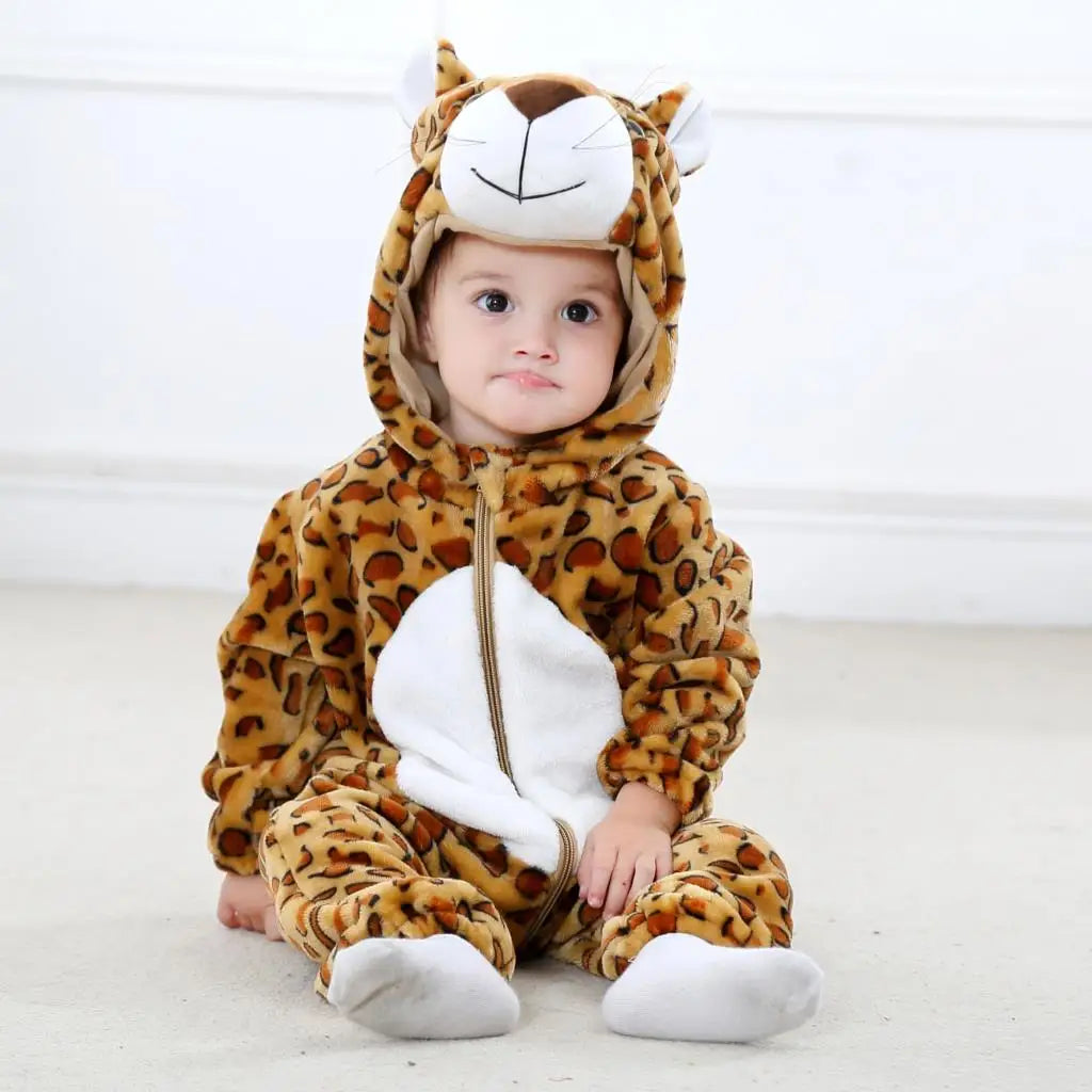 Combinaison pyjama bébé flanelle cartoon - grenouillère licorne/lapin/dinosaure animal