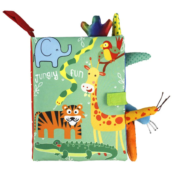 Livre tissu bébé Bouni — animal queue grelot éveil sensoriel
