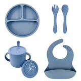 Set vaisselle bébé silicone sans BPA Mybooni — Bol ventouse assiette tasse couverts