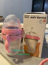 Lot 2 biberons bébé sans BPA silicone vert/rose - biberon enfant 5 oz et 8 oz