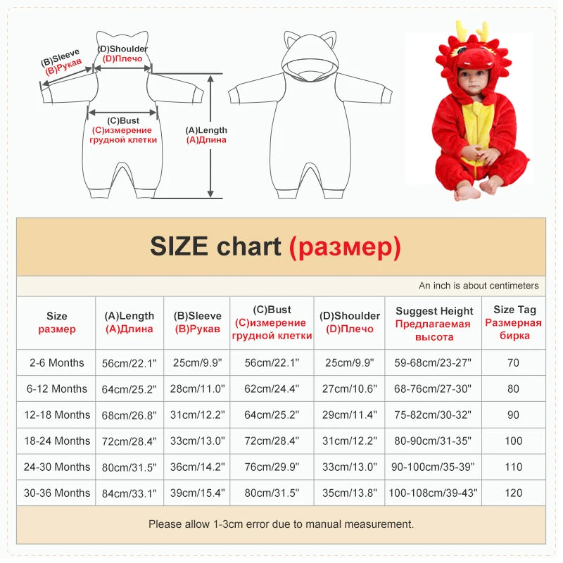 Combinaison pyjama bébé flanelle cartoon - grenouillère licorne/lapin/dinosaure animal