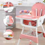 Chaise haute bébé convertible portable double plateau et barre jouets