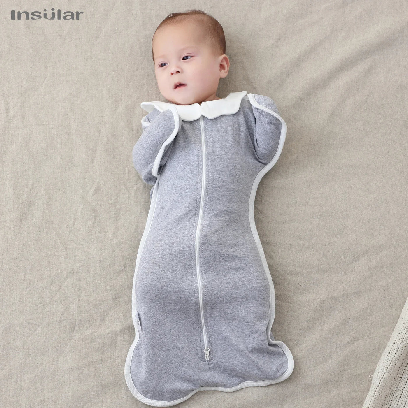 Gigoteuse anti-sursaut bébé Mybooni — Turbulette emmaillotage coton mains relevées