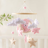 Mobile lit bébé bois feutrine ours cartoon - carillon musical avec support berceau