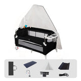 Lit bébé pliant portable hauteur réglable - berceau multifonction anti-basculement respirant côté dormeur