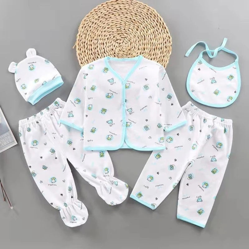 Coffret sous-vêtements bébé 5 pièces Bouni — Haut, pantalons, bavoir et bonnet
