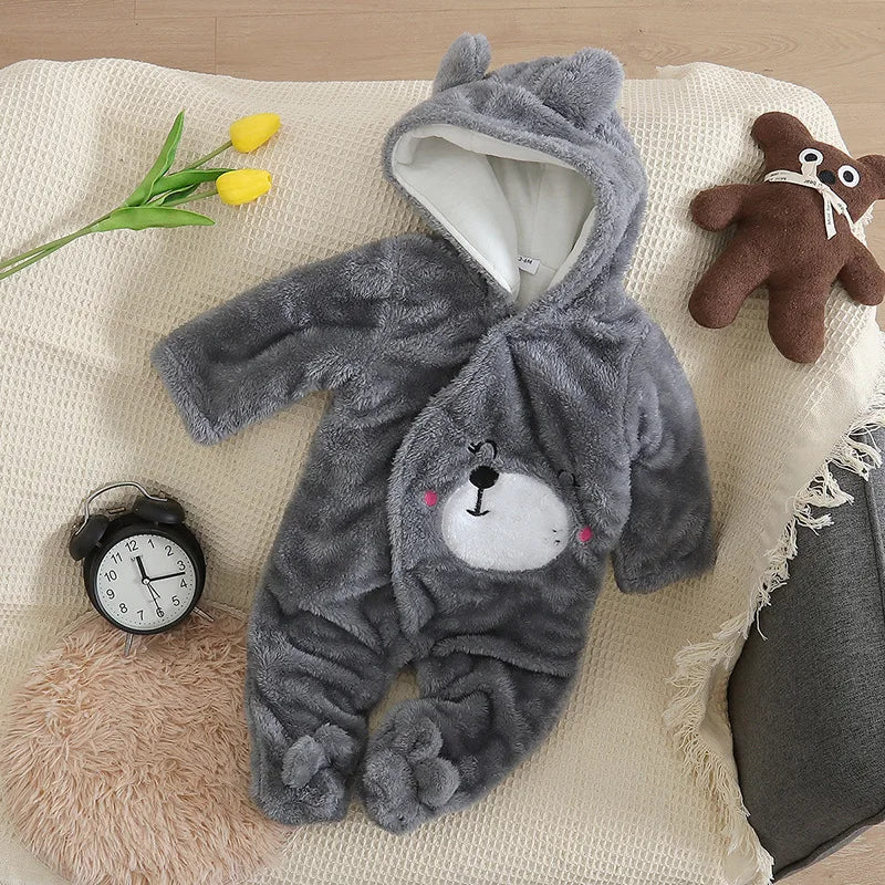Combinaison bébé automne-hiver peluche chaud - grenouillère cartoon chien/lapin 0-2 ans