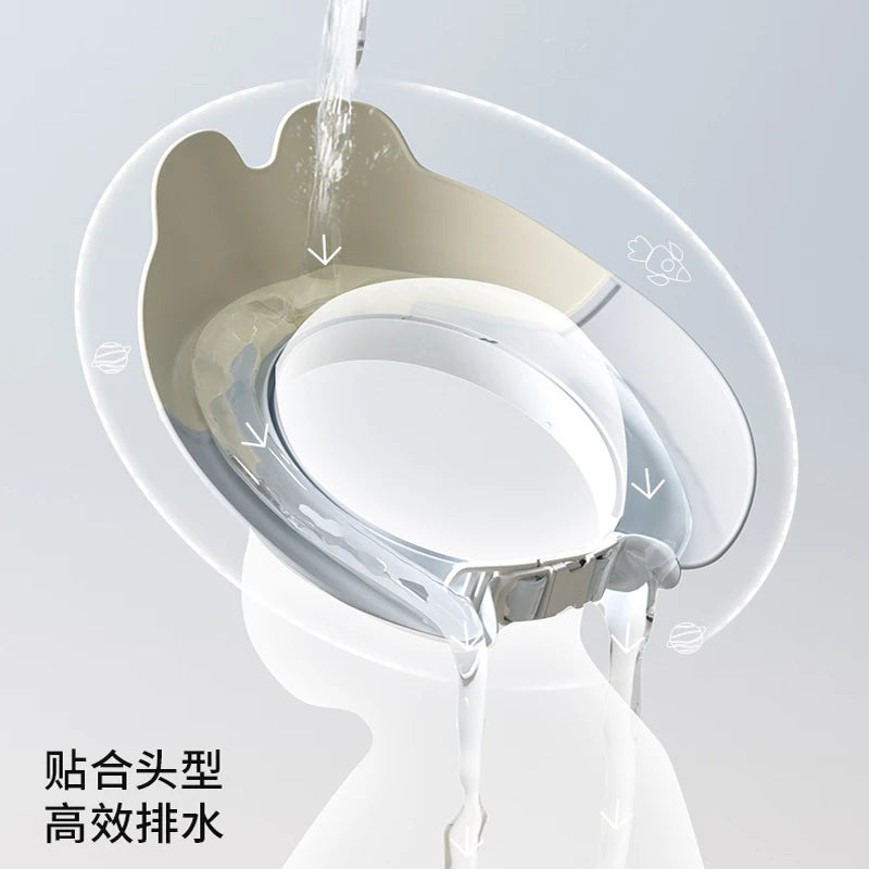 Casquette de bain bébé réglable Mybooni — Protection shampoo yeux et oreilles motif dinosaure