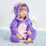 Combinaison pyjama bébé flanelle cartoon - grenouillère licorne/lapin/dinosaure animal