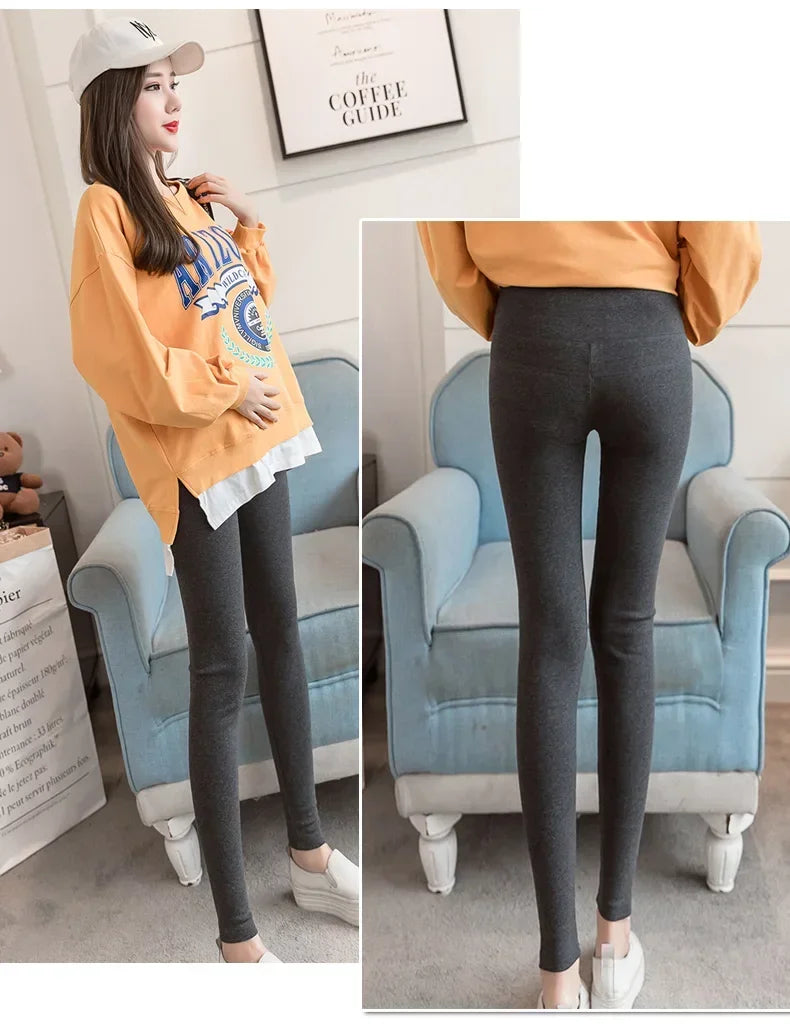 Legging maternité coton bas ventre taille basse - pantalon casual femme enceinte printemps-automne