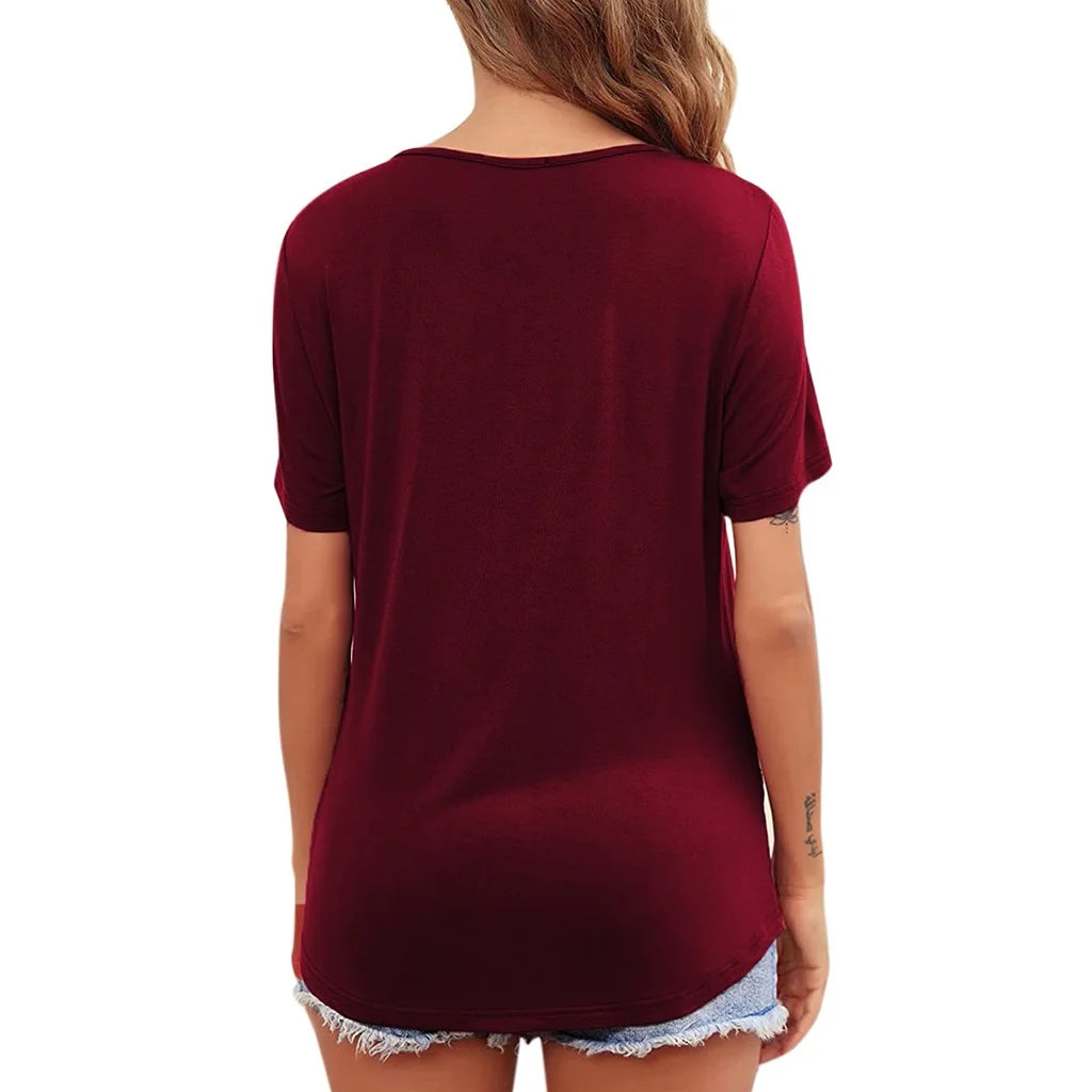Haut allaitement maternité col rond couleur unie asymétrique - t-shirt décontracté femme enceinte