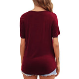 Haut allaitement maternité col rond couleur unie asymétrique - t-shirt décontracté femme enceinte