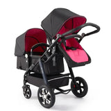 Poussette double jumeaux pliable Mybooni — Double siège landau avec amortisseurs