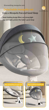 Berceau électrique bébé Bluetooth musique télécommande moustiquaire multifonctionnel