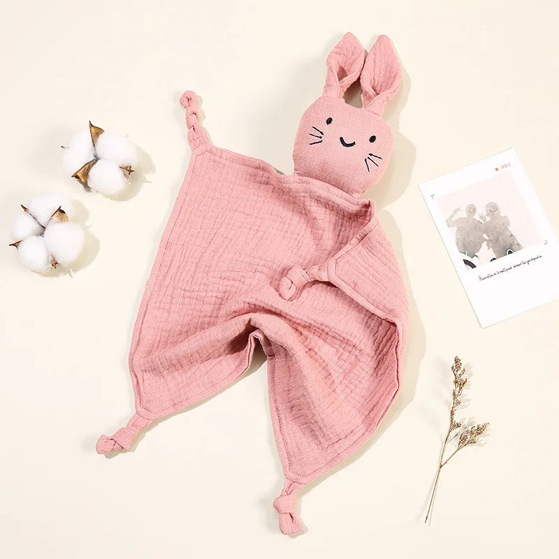 Doudou chat en mousseline coton pour nouveau-né