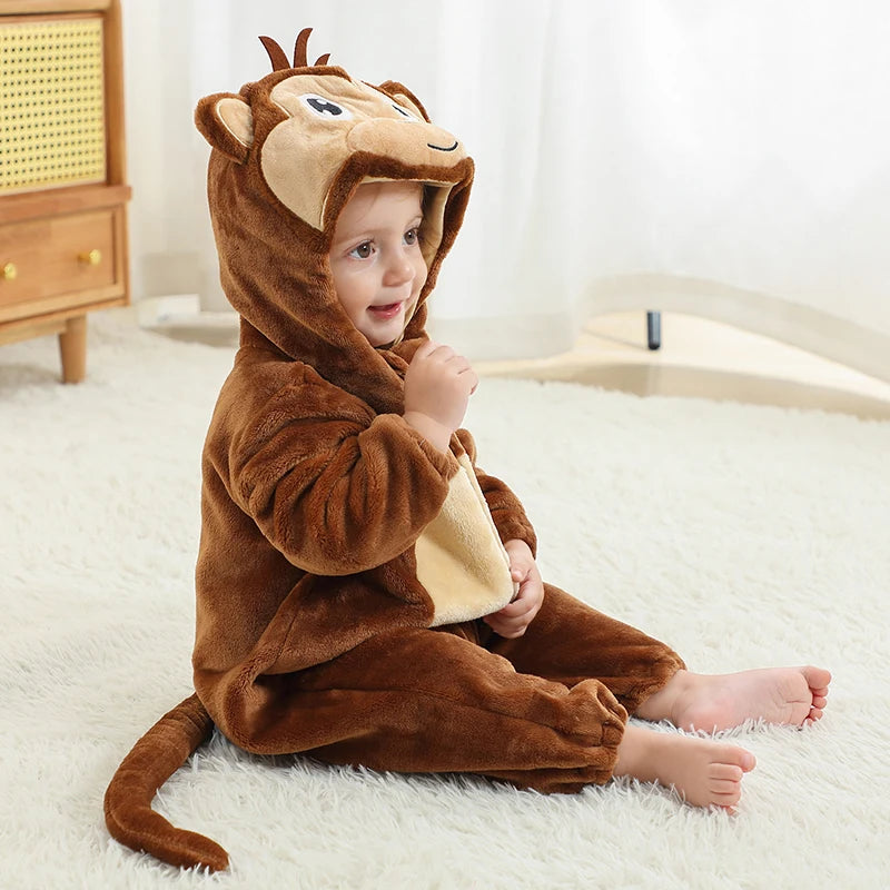 Grenouillère hiver animaux à capuche Mybooni — Combinaison 0-18M
