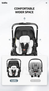 Poussette 3-en-1 portable nacelle bébé siège auto de luxe pliable