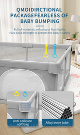 Parc bébé IMBABY gris clair - enclos bébé aire de jeux barrière sécurité enfant ball box