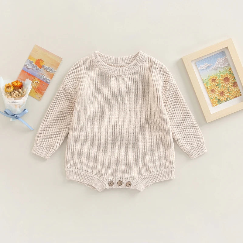 Combinaison tricot nouveau-né printemps-automne - grenouillère pull casual garçon fille 0-2 ans