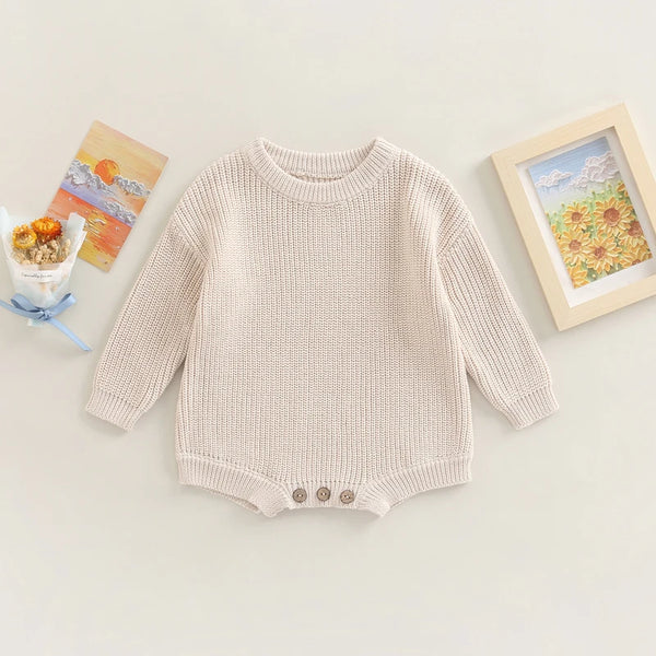 Combinaison tricot nouveau-né printemps-automne - grenouillère pull casual garçon fille 0-2 ans