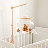 Mobile lit bébé bois feutrine ours cartoon - carillon musical avec support berceau