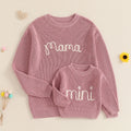 Pull tricoté assorti famille Mybooni — Mère et enfant broderie lettre