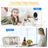 Babyphone 5 pouces PTZ WiFi Mybooni — Zoom 3x, Vision nocturne, Audio bidirectionnel