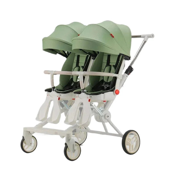 Poussette double légère pliable multifonctionnelle pour jumeaux