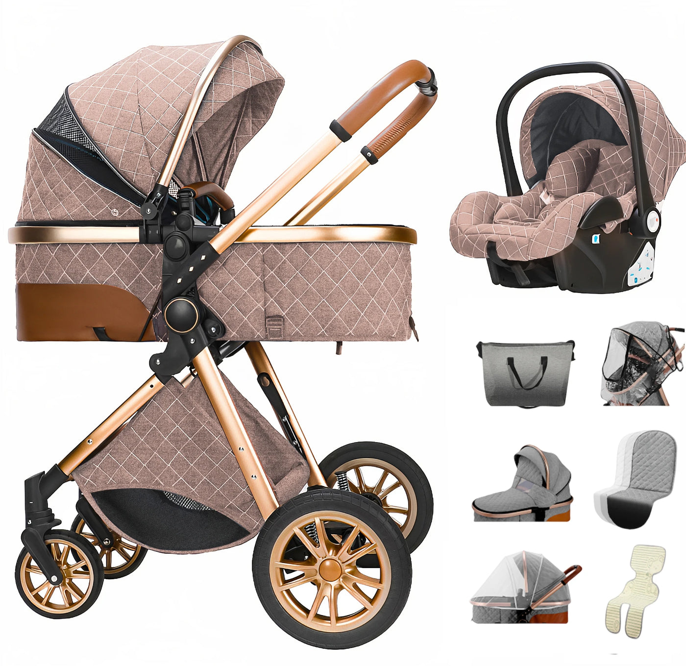 Poussette 3-en-1 pliante multifonctionnelle avec siège de sécurité livraison EU