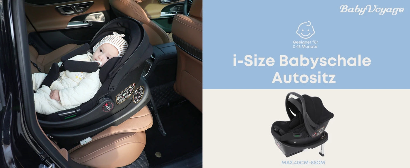 Siège auto bébé BabyVoyage I-Size jusqu'à 12kg - auvent solaire et ISOFIX
